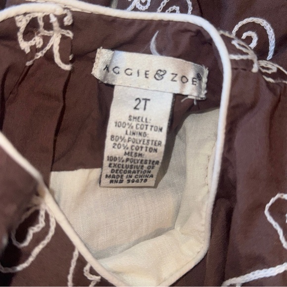 Maggie & Zoe Brown and White Embroidered Floral Toddler Dress 2T - Picture 6 of 6